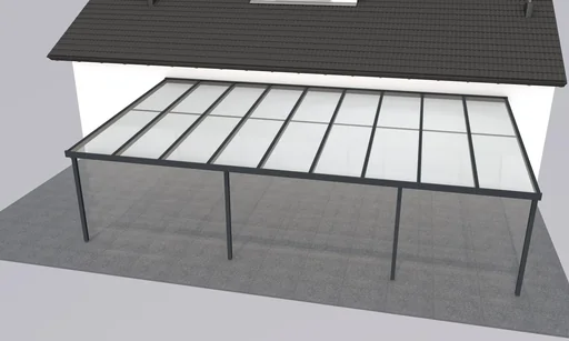 "Patio roof Premium, anthracite, 9135 x 5060 mm - Polycarbonate multi-wall sheets 16 mm, opal image"