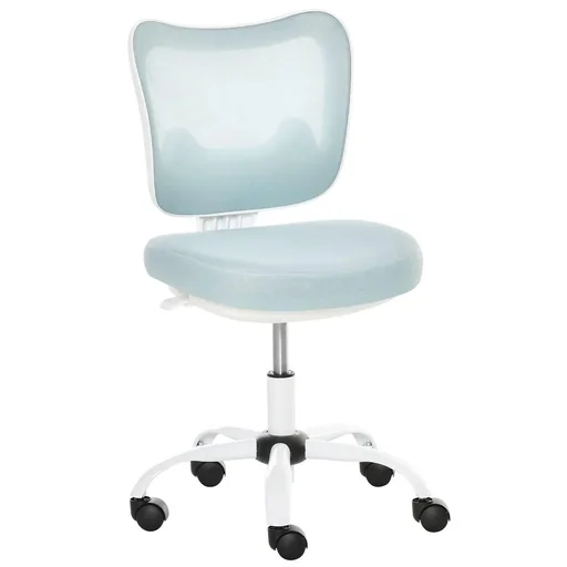 "Office chair swivel chair reclining function office chair without armrests height adjustable foam ABS metal white+light blue 46 x 5 image"