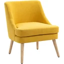 Dining room chair with armrests, living room chair, office chair, upholstered chair, modern, linen-touch wood, yellow, 63 x 69 x 79.5 cm