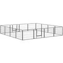 Outdoor puppy run 16 segments 60 cm high with 2 doors steel grey