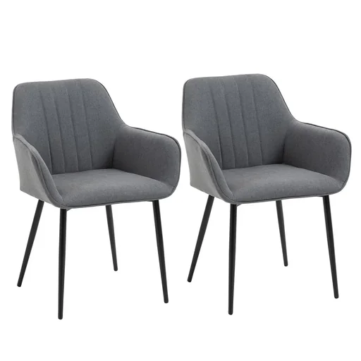 "2-piece dining chairs dining chairs with breathable linen cover ergonomic kitchen chair with backrest armrest and image"