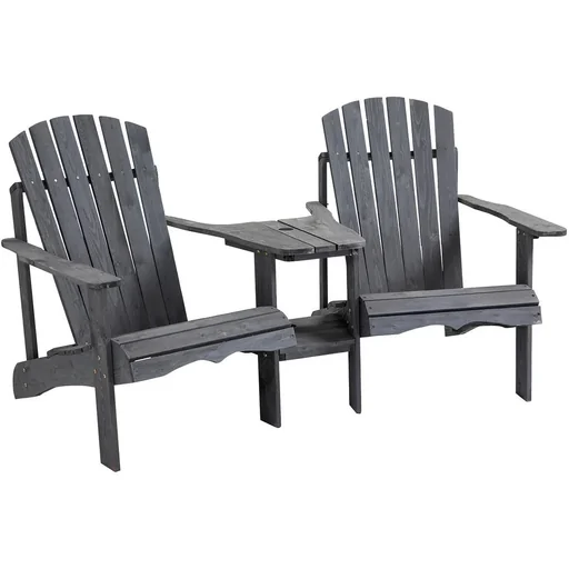 "Garden chair set with side table - wood - dark grey - 178 x 87 x 92 cm image"