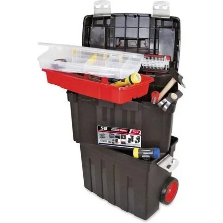 "TAYG Tool Box on Wheels - Plastic - 47 x 29 x 63 cm - With Storage and Sorting Box image"
