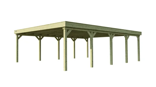 "Double carport 609 size 2, 600 x 812 x 240 cm, pressure-treated with trapezoidal sheet metal roof image"