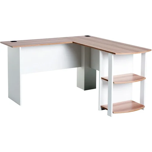 "Corner desk with storage compartment, walnut L136 x W130 x H72 cm image"