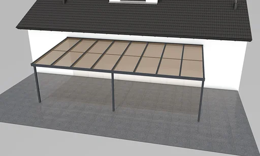 "Patio roof Premium, anthracite, 8125 x 4060 mm - Polycarbonate multi-wall sheets 16 mm, bronze image"
