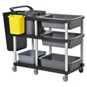 Cleaning trolley 4 mobile buckets basin 3-level mop trolley system trolley with silent non-marking castors non-slip H