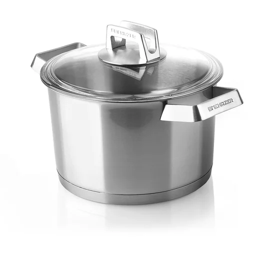 "Mehrzer Premium - Tall cooking pot with lid - 24 cm - stainless steel image"