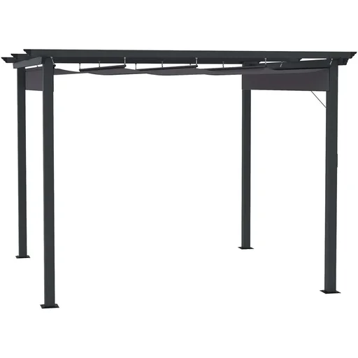 "Pergola with adjustable awning aluminum gray+black 3 x 3 m image"