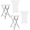 Pro Garden Bar Table - 80x110cm - White/Gray INCL. Perel Cover for Bar Table - 80 x 110 cm (ø x H) - White - 2 Pieces