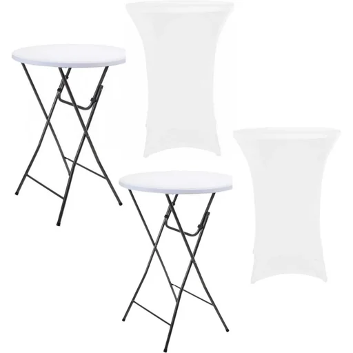 "Pro Garden Bar Table - 80x110cm - White/Gray INCL. Perel Cover for Bar Table - 80 x 110 cm (ø x H) - White - 2 Pieces image"