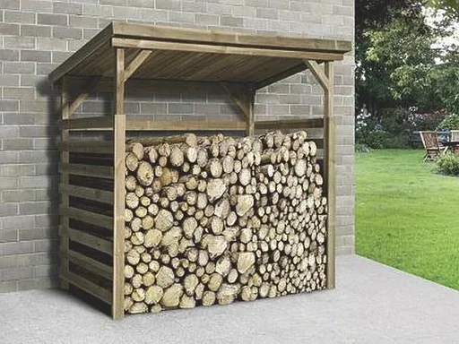 "Firewood storage, size 2, 19 mm, open, smooth-edged boards, 274 x 131 cm image"