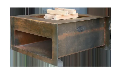 "Fire bowl - Bellow with wooden shelf image"