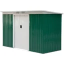 Metal tool shed garden house tool shed tool cabinet metal hut pent roof galvanized green 277 x 130 x 173 cm