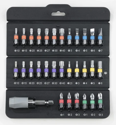 "Bit set 1/4", 31 pieces in a triangular plastic box (foldable) image"