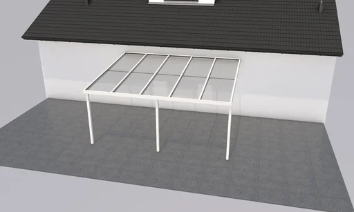 "Patio roof Premium, white, 5100 x 4060 mm - Polycarbonate multi-wall sheets 16 mm, white striped image"