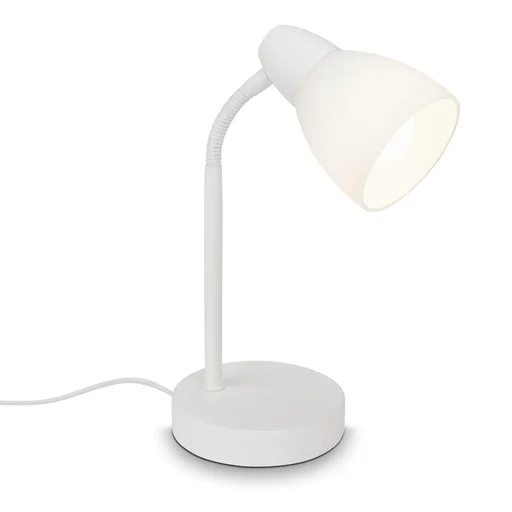 "MASANI table lamp, metal base, opal glass, white, cable switch, E14 socket image"