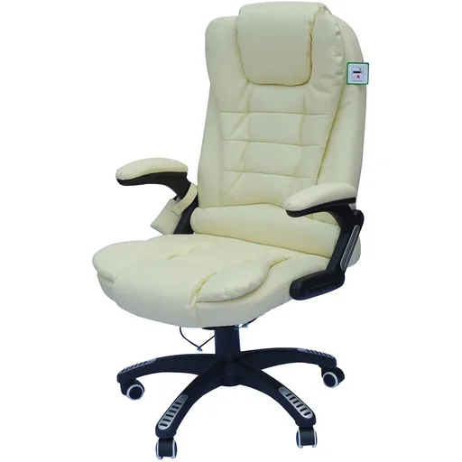 "Office chair massage and heat function gaming chair cream image"