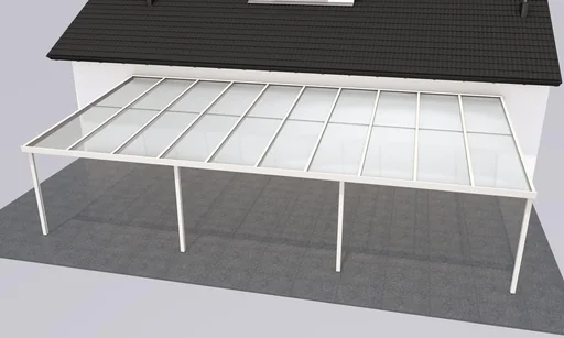 "Patio roof Premium, white, 10140 x 5060 mm - Polycarbonate multi-wall sheets 16 mm, clear image"