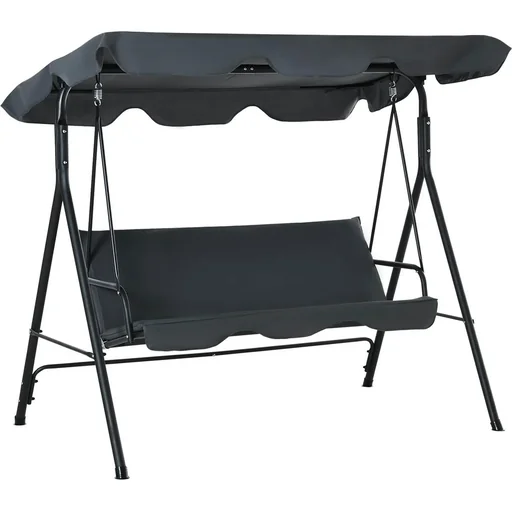 "Hollywood swing garden swing swing bench 3-seater with roof steel grey+black 172 x 110 x 153 cm image"