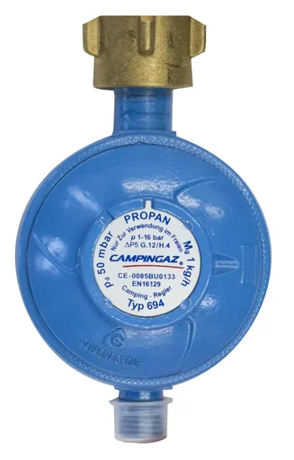 "Regulator 50 mbar - 1 outlet, flow rate 1 kg/h, for butane/propane, 1/4'' left-hand thread image"