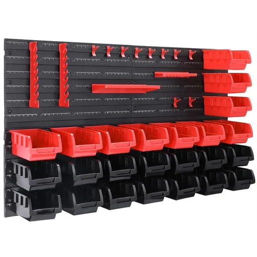 "Tool wall with stacking boxes and 43-piece tool holder - 2 wall plates 54 x 47.5 x 1.8 cm image"
