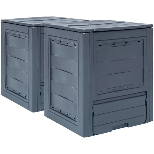 "Compost bins 2 pieces 520 L 60x60x73 cm grey image"