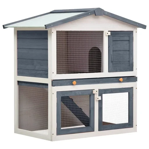 "Outdoor rabbit hutch with 3 doors image"