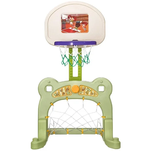 "2 in 1 Football Basketball Basketball Hoop Children Toy Ball Green L61 x W53 x H99 cm image"