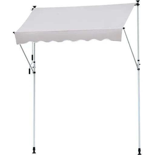 "Awning with hand crank cream white image"