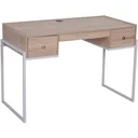 Desk computer table laptop table office table 3x drawer adjustable wood+metal natural+white 114x55x77cm