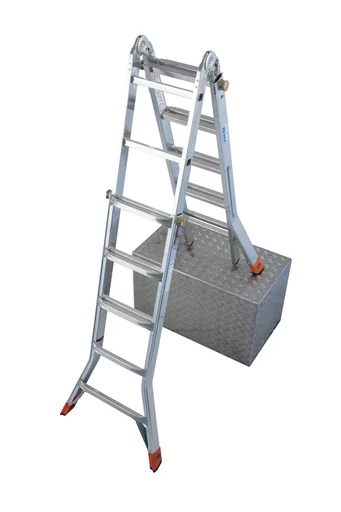 "Articulated telescopic ladder aluminum, 4 x 5 rungs image"