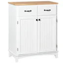 Kitchen cabinet sideboard with 2 drawers, chest of drawers with adjustable shelves, storage cabinet, wood, white, 74 x 40 x 91,