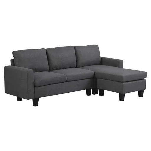 "Corner sofa fabric sofa corner couch couch set with chaise longue L-shape linen grey image"