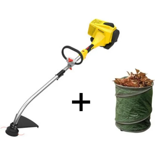 "Petrol grass cutter with detachable cutting boom and Kinzo garden waste bag 30L - 40cm cutting width image"
