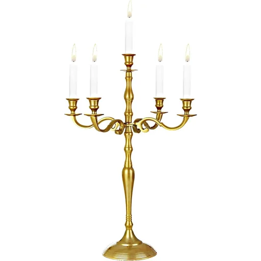 "Candlestick 5-armed 78cm aluminum nickel-plated gold image"