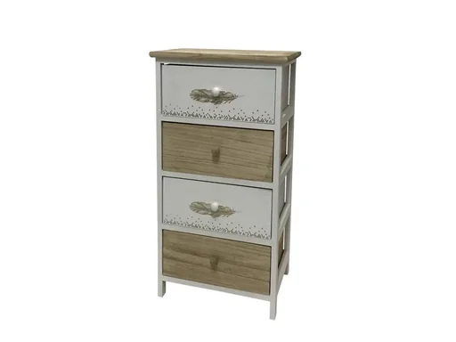"Wooden chest of drawers with 4 drawers white and natural image"