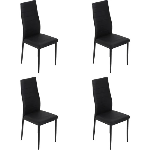 "Set of 4 dining room chairs, kitchen chairs, luxury upholstered chairs, high-backed, faux leather + metal, black, 51 x 41 x 97 cm image"