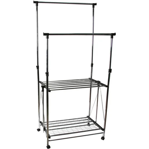 "Double clothes rack on wheels image"