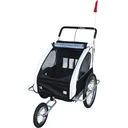 2 in 1 children's bike trailer / jogger white-black