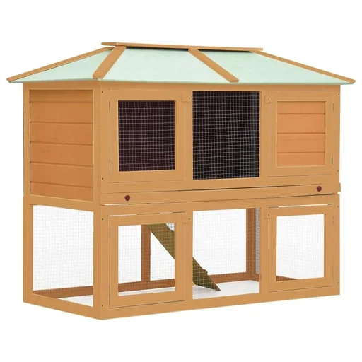 "Rabbit hutch two floors wood image"