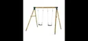 Marmoset wooden double swing, outdoor double swing for children made of wood, swing ropes height adjustable, natural