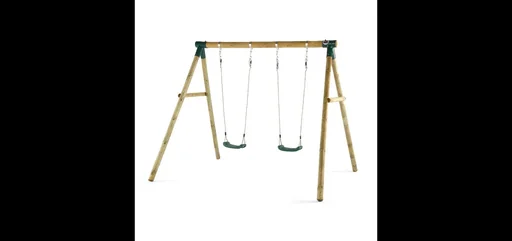 "Marmoset wooden double swing, outdoor double swing for children made of wood, swing ropes height adjustable, natural image"