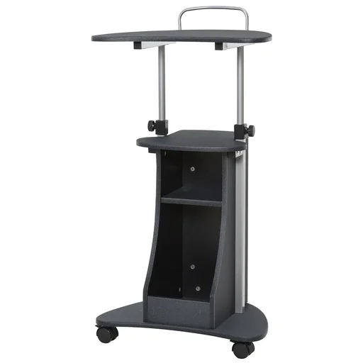 "Laptop table laptop stand notebook table with wheels and storage space computer tablet height adjustable steel + MDF black image"