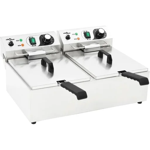 "Electric deep fryer double 6000 W 20 L stainless steel image"