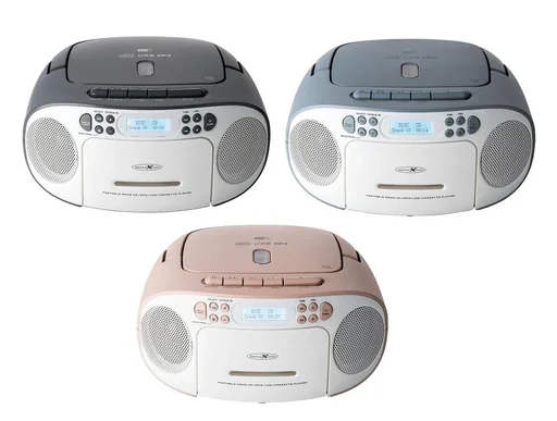 "CD Radio Boombox with DAB+/FM radio, MP3/CD, cassette and AUX-IN, pink image"