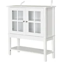 Low cabinet with glass doors, white