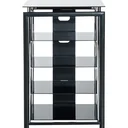 HiFi Rack Media Stand 3 Compartments Metal Tempered Glass Black