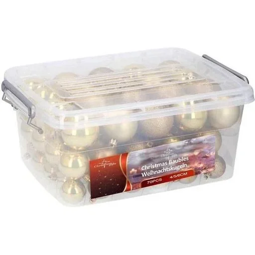 "Christmas balls - 70 balls - with storage box - plastic / plastic - gold image"