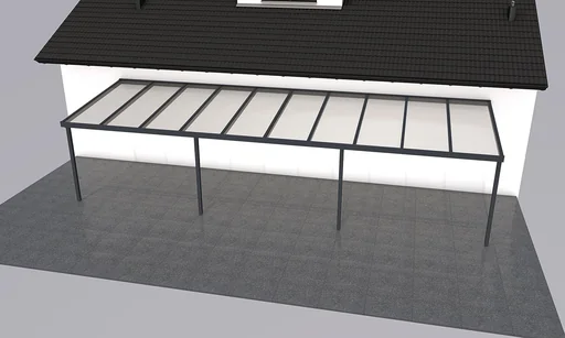 "Patio roof Premium, anthracite, 10140 x 3060 mm - Polycarbonate multi-wall sheets 16 mm, white striped image"